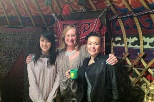 AA Judy with Excel Alumni in yurt restaurant