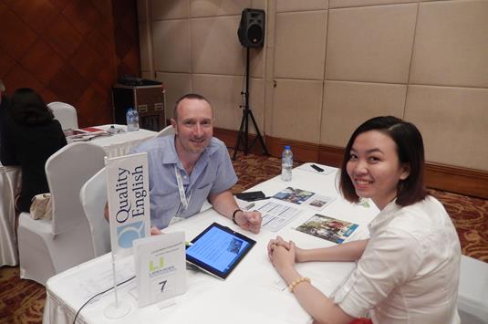 Brett Shireffs of Languages International with Anh Dao Nguyen of DOSCO