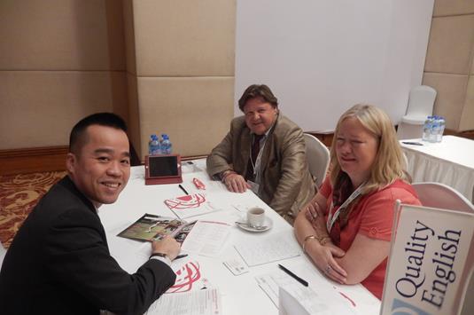 Sian and Petro Choma Peters of Absolutely English with Cuong Nguyen of Indec