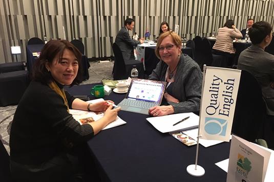 Judy Loren of Excel English with Ree Yoo of LnS