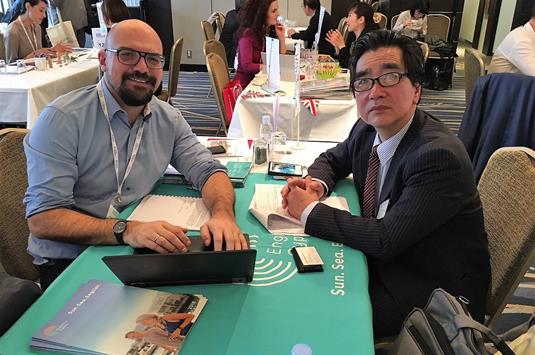 Stephan Roussounis of English in Cyprus with Takashi ABE of Friendship Study Center