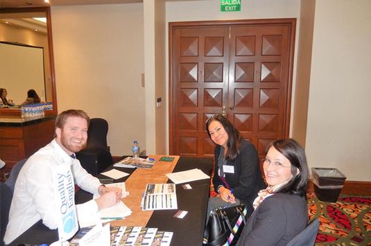 Alan O'Connor of Bridge Mills Galway Language Centre and Liliana Garcia and Andrea Sanchez of Nacel