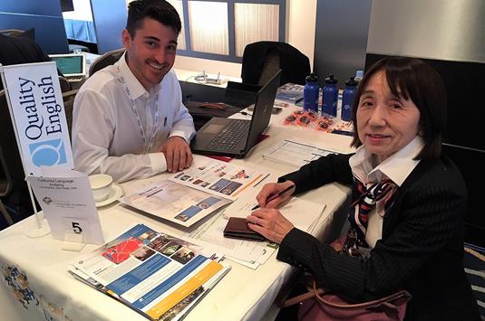 Grant Schaeffer of California Language Academy with  Eiko Nakane of Angelus Overseas Study