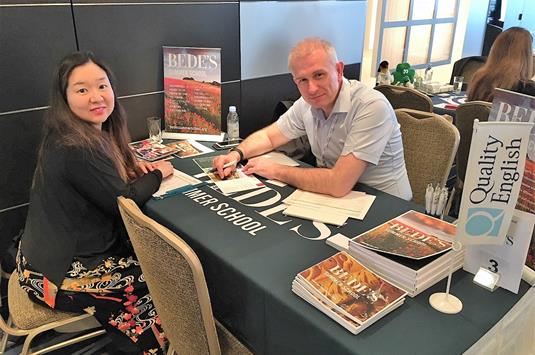 Steven Wood of Bedes Summer School with Ayako Keiyama of BRCJP