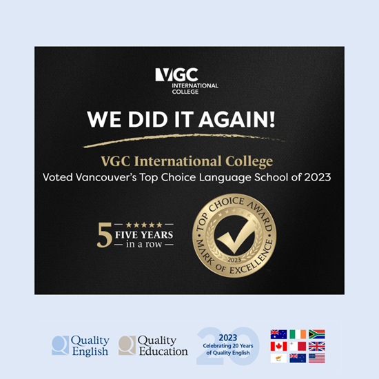 VGC International College named Top Choice Language School for 2023