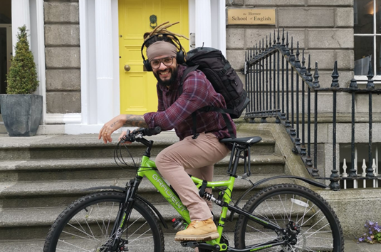 Cyclist outside Horner School