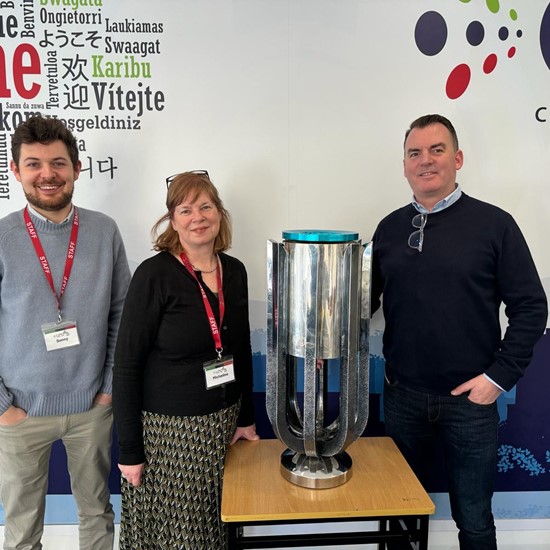 CEC welcoming friends from Munster Rugby & the United Rugby Championship trophy to the school